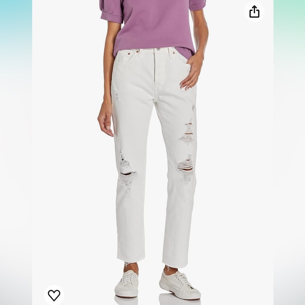 Levi's Women's 501 Original Fit Jeans in white destructed